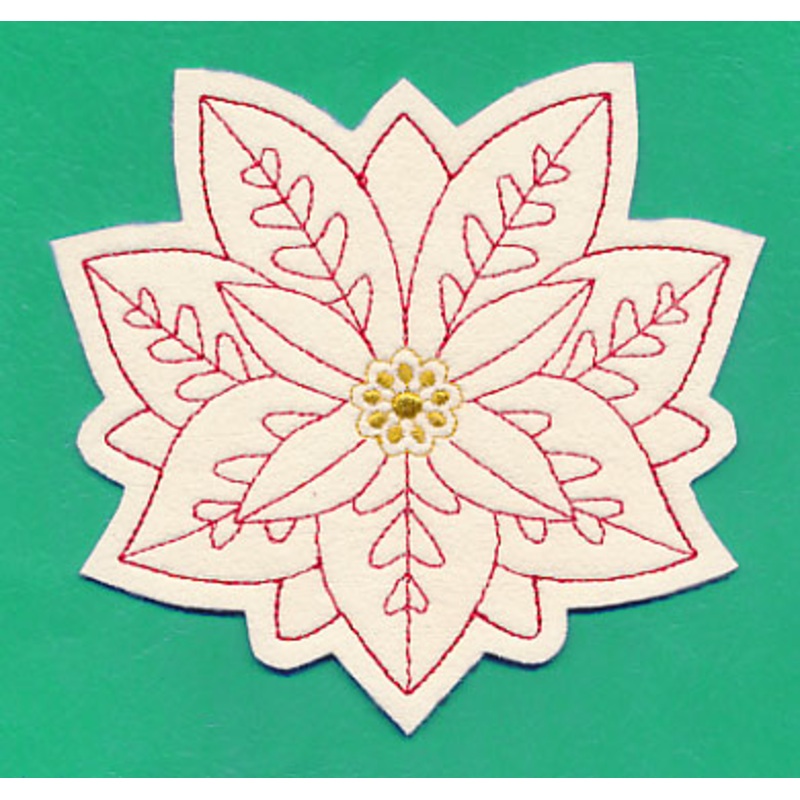 Christmas Poinsettia Coaster (In-the-Hoop)
