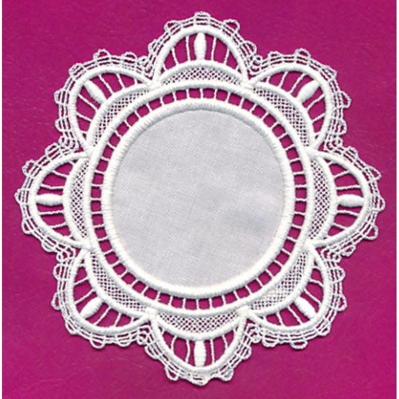 Elegant Fabric Doily (Lace)|5.85″ x 5.84″ / 148.47mm x 148.4mm|4.81″ x 4.81″ / 122.28mm x 122.23mm|3.86″ x 3.86″ / 98.17mm x 98.12mm|All Sizes