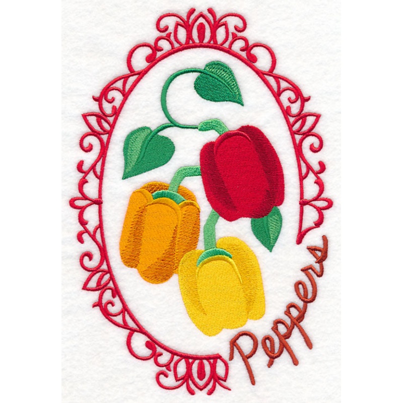 Vegetable Cameo – Peppers|9.96″ x 6.85″ / 253mm x 173.93mm|8.51″ x 5.85″ / 216.28mm x 148.69mm|7.64″ x 5.25″ / 193.98mm x 133.38mm|6.82″ x 4.69″ / 173.18mm x 119.14mm|3.89″ x 2.68″ / 98.89mm x 68.15mm|All Sizes