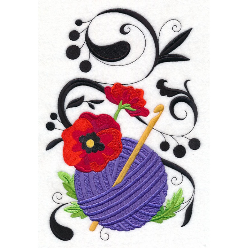 Fanciful Crochet Hook with Poppies