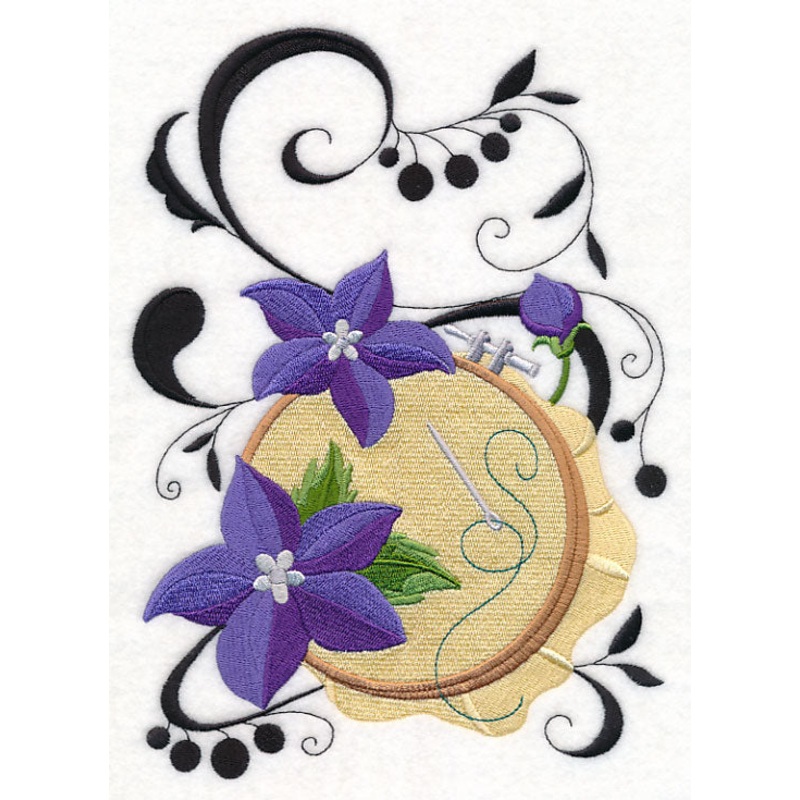 Fanciful Embroidery Hoop with Balloon Flowers