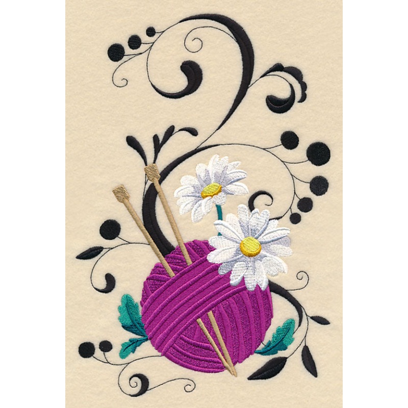 Fanciful Knitting Needles with Daisies