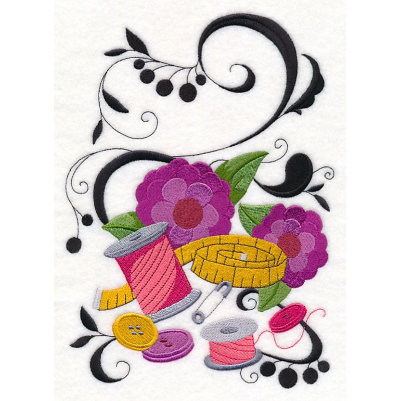 Fanciful Sewing Notions with Zinnias