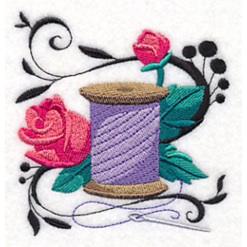 Fanciful Thread with Roses|3.86″ x 3.69″ / 98.09mm x 93.7mm