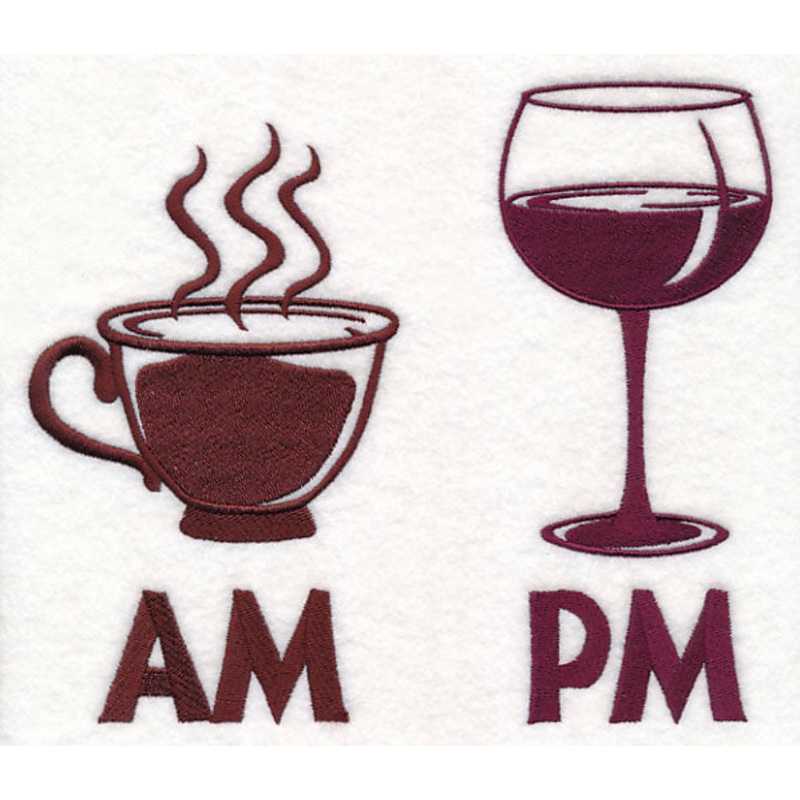 AM Coffee, PM Wine|6.72″ x 7.82″ / 170.73mm x 198.62mm|5.86″ x 6.82″ / 148.93mm x 173.28mm|4.86″ x 5.66″ / 123.53mm x 143.73mm|3.33″ x 3.88″ / 84.61mm x 98.61mm|All Sizes