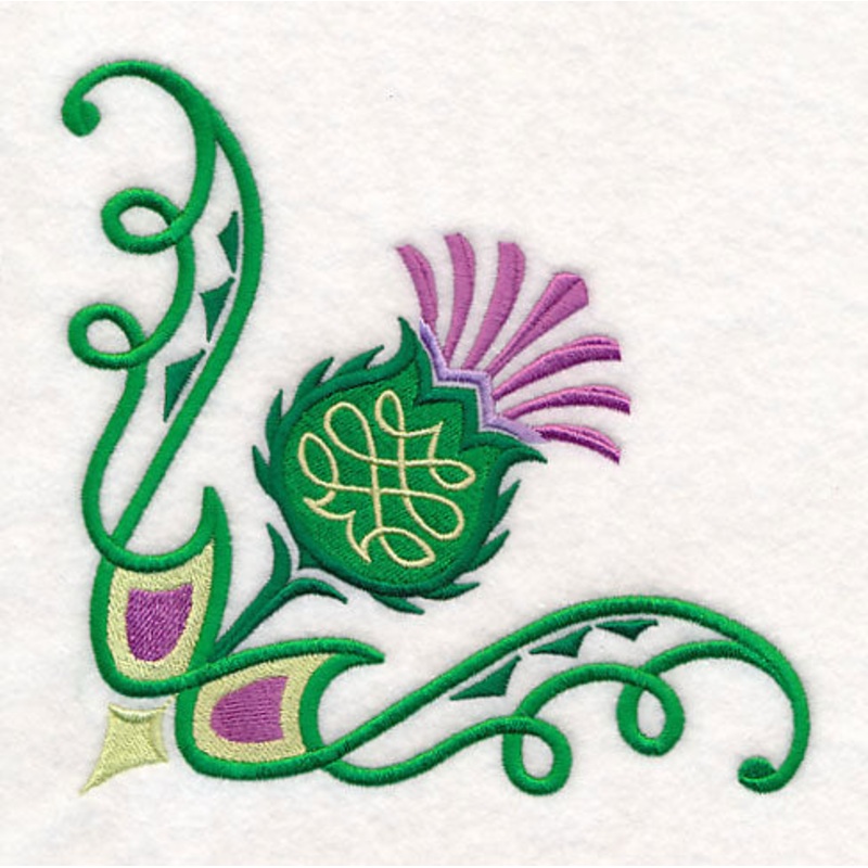 Celtic Knot Thistle Corner|5.86″ x 5.85″ / 148.92mm x 148.67mm|4.85″ x 4.84″ / 123.13mm x 122.92mm|3.88″ x 3.87″ / 98.57mm x 98.4mm|All Sizes