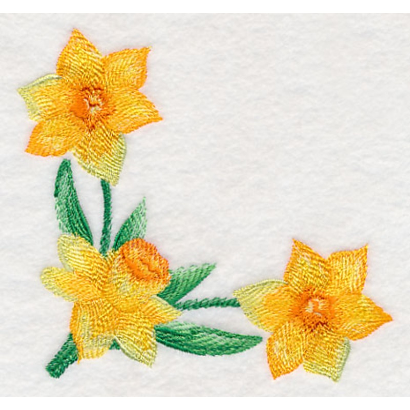 Daffodil Corner in Watercolor|5.81″ x 5.83″ / 147.53mm x 147.98mm|4.79″ x 4.8″ / 121.55mm x 121.8mm|3.88″ x 3.88″ / 98.47mm x 98.49mm|All Sizes