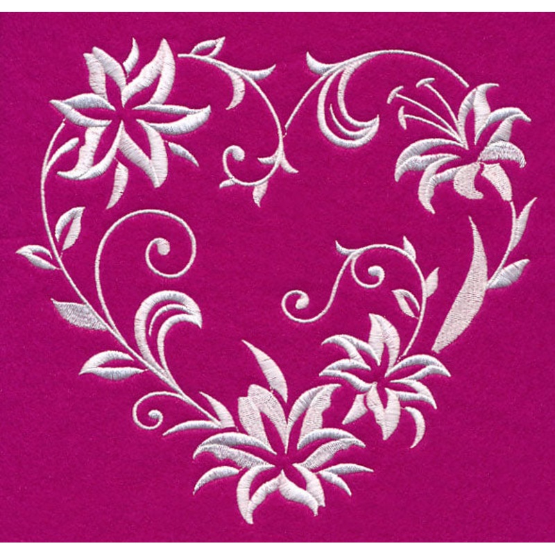 Filigree Lily Heart (Whitework)