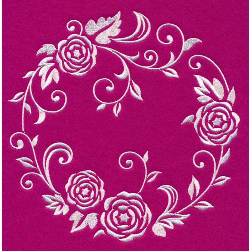 Filigree Rose Wreath (Whitework)