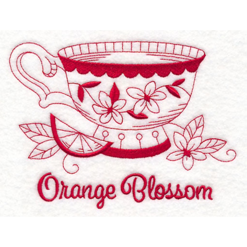 Tea Time Orange Blossom (Redwork)