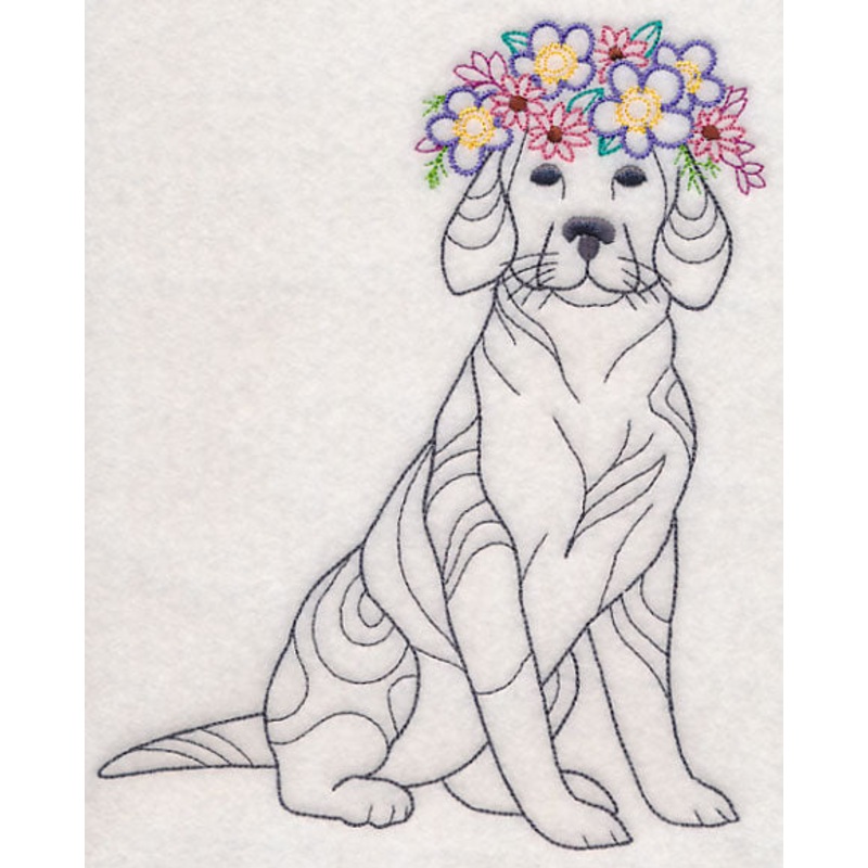 Dog with Floral Crown (Vintage)