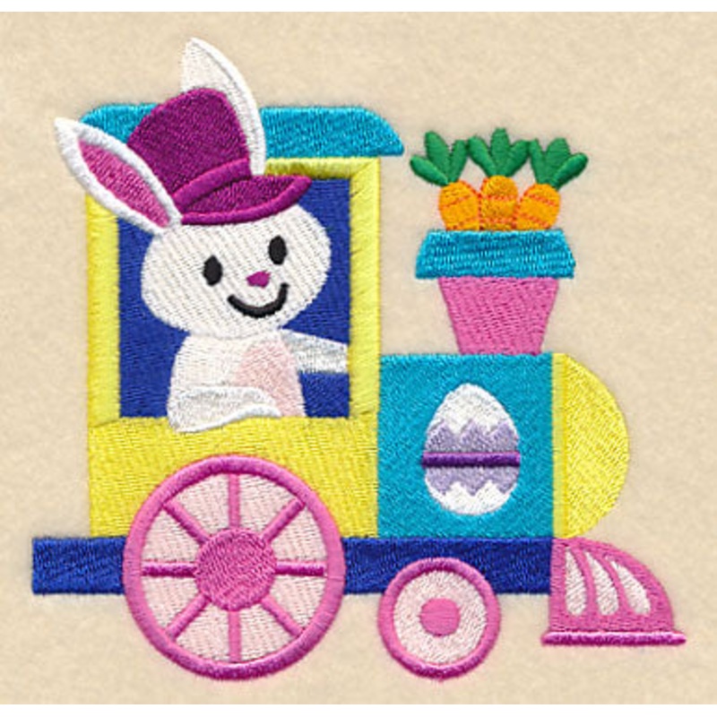 Easter Train – Bunny Engine|4.87″ x 4.94″ / 123.7mm x 125.44mm|3.69″ x 3.74″ / 93.71mm x 94.98mm|All Sizes