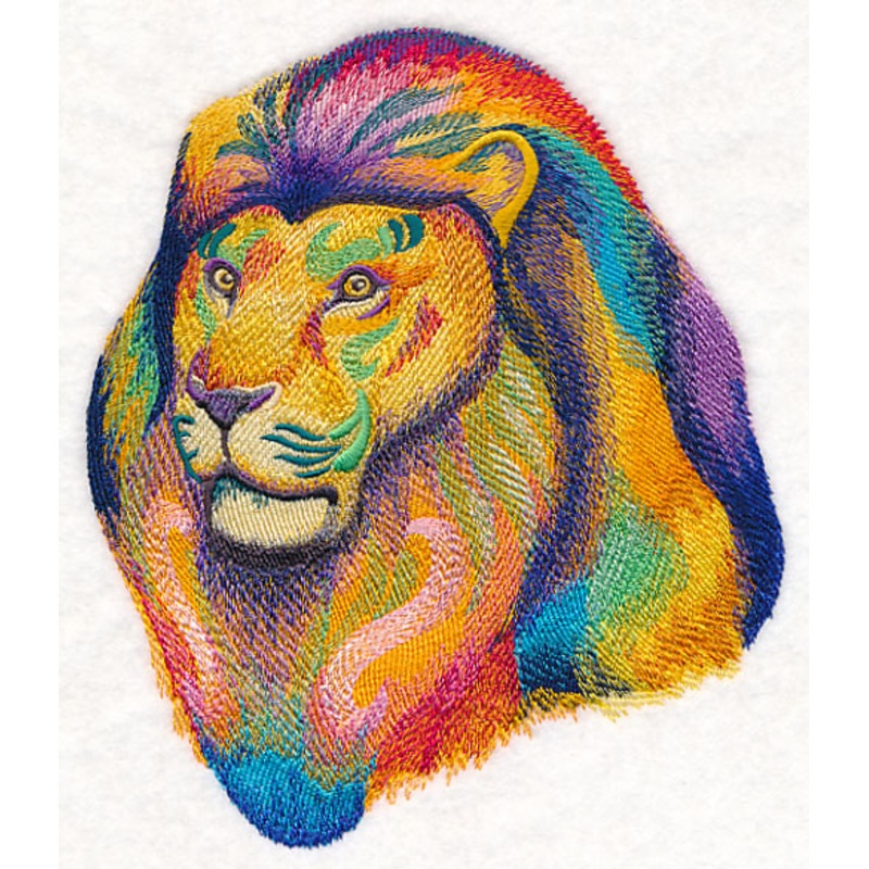Vibrant Lion in Watercolor|7.8″ x 6.61″ / 198.12mm x 167.89mm|6.91″ x 5.85″ / 175.6mm x 148.57mm|5.75″ x 4.87″ / 145.98mm x 123.66mm|All Sizes