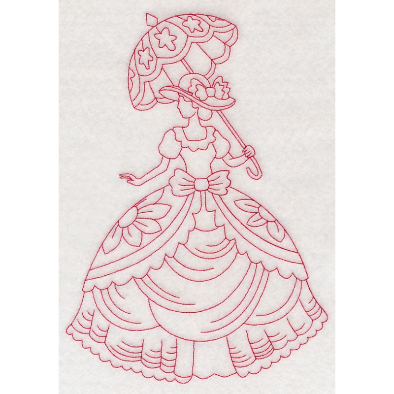 Victorian Lady – Layered Dress (Redwork)