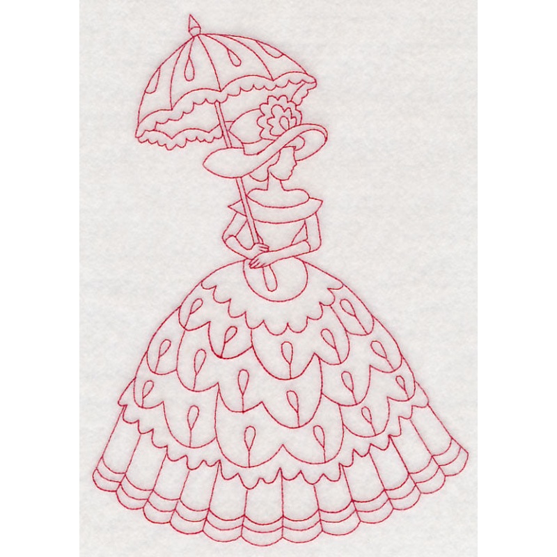Victorian Lady – Teardrop Dress (Redwork)