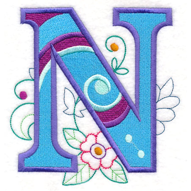 Vintage Flower Fade Letter N – 6 Inch