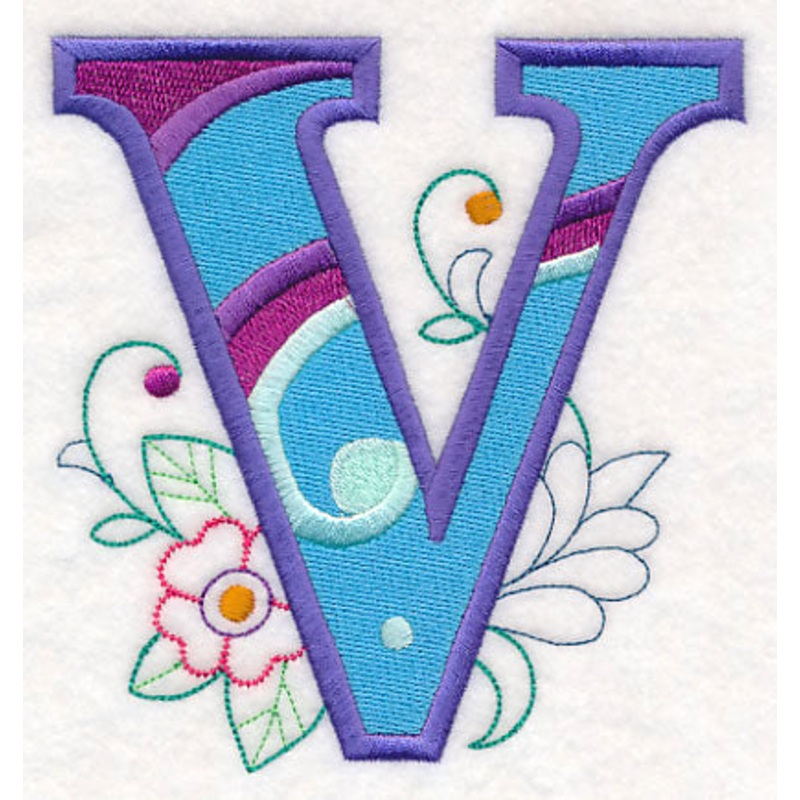 Vintage Flower Fade Letter V – 6 Inch
