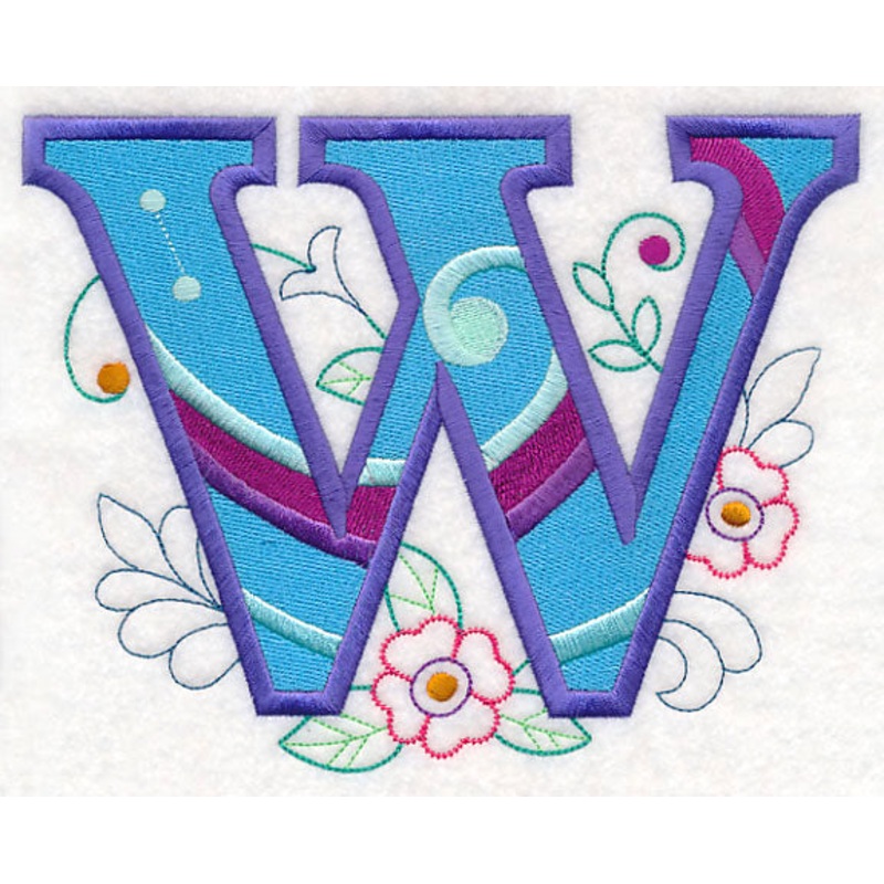 Vintage Flower Fade Letter W – 6 Inch
