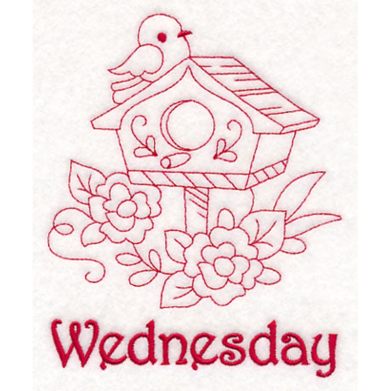 Wednesday Birdhouse (Redwork)|5.93″ x 4.83″ / 150.67mm x 122.81mm|3.6″ x 2.93″ / 91.33mm x 74.31mm|All Sizes