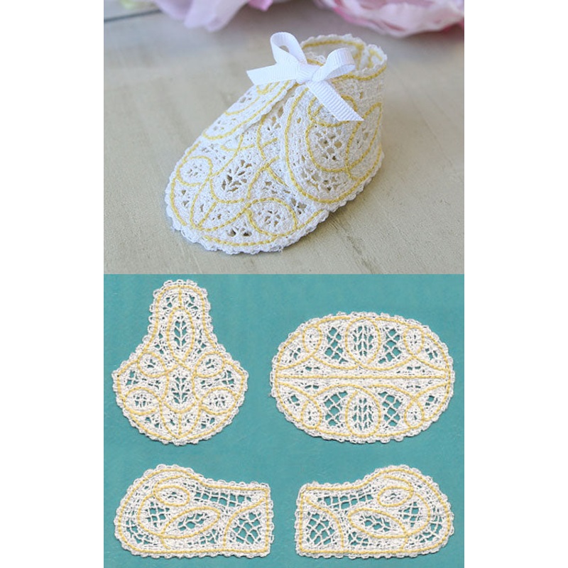 Baby Bootie in 3D (Battenburg Lace)