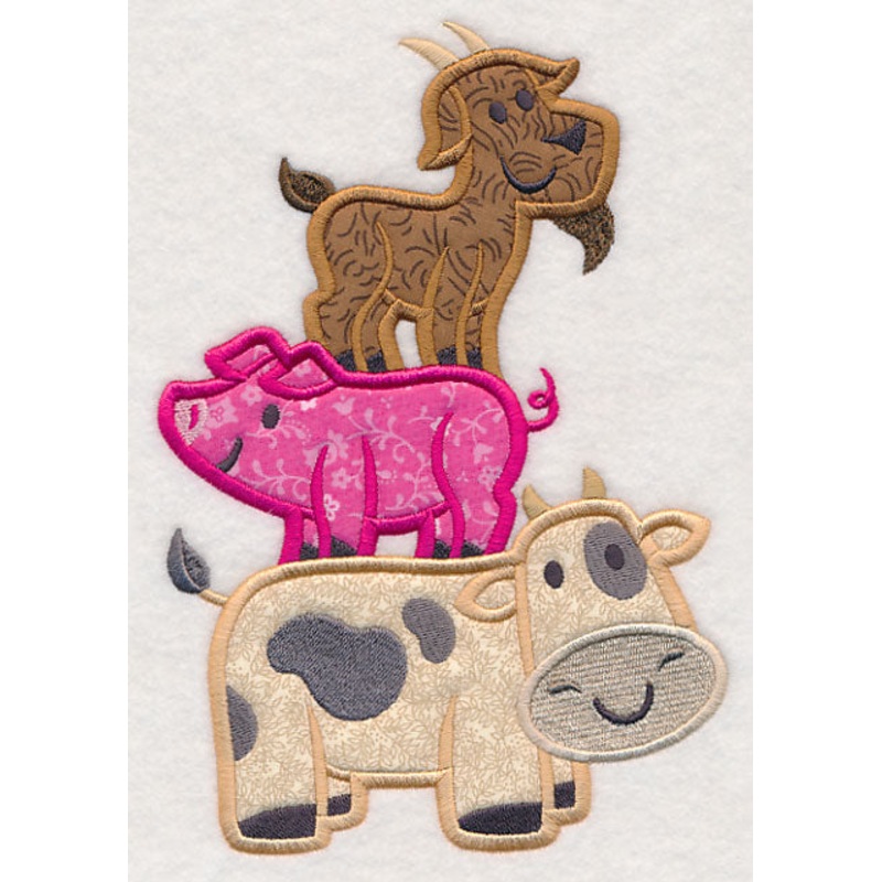 Farm Animal Stack (Applique)|8.47″ x 5.83″ / 215.03mm x 148.01mm|6.89″ x 4.74″ / 174.89mm x 120.47mm|3.89″ x 2.69″ / 98.78mm x 68.29mm|All Sizes