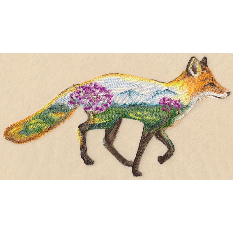 Fox and Landscape in Watercolor