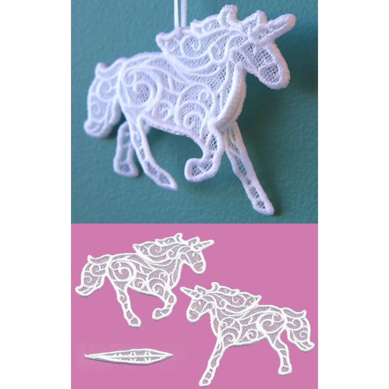 Unicorn in 3D (Lace)|4.86″ x 5.39″ / 123.35mm x 136.97mm|4.37″ x 4.86″ / 111.08mm x 123.34mm|3.46″ x 3.85″ / 88mm x 97.71mm|All Sizes