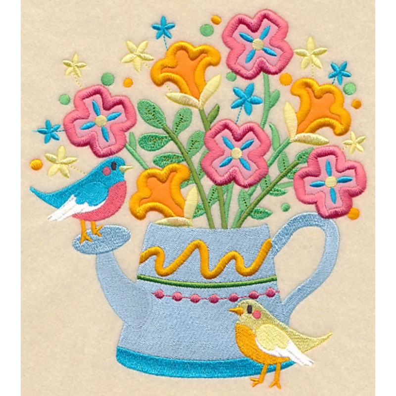 Blooming Watering Can (Multi-Piece Applique)