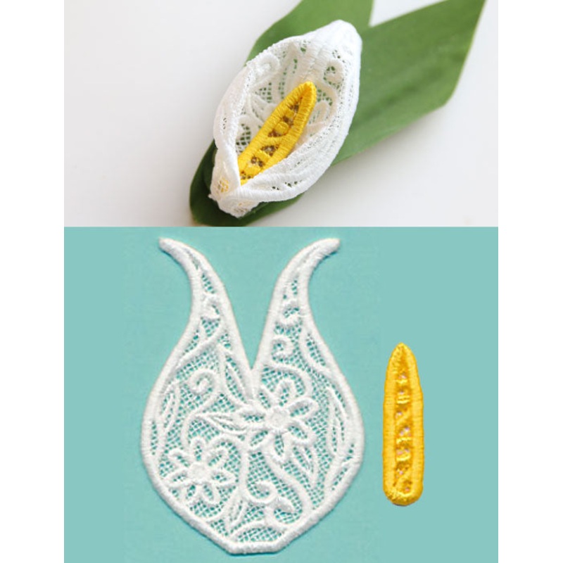 Calla Lily in 3D (Lace)|4.88″ x 3.53″ / 123.95mm x 89.66mm|3.87″ x 2.81″ / 98.3mm x 71.37mm|All Sizes