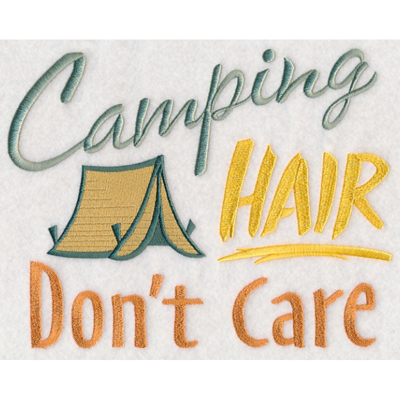 Camping Hair Don’t Care|6.83″ x 8.75″ / 173.53mm x 222.24mm|5.85″ x 7.48″ / 148.62mm x 189.99mm|4.86″ x 6.2″ / 123.54mm x 157.46mm|3.04″ x 3.88″ / 77.27mm x 98.53mm|All Sizes