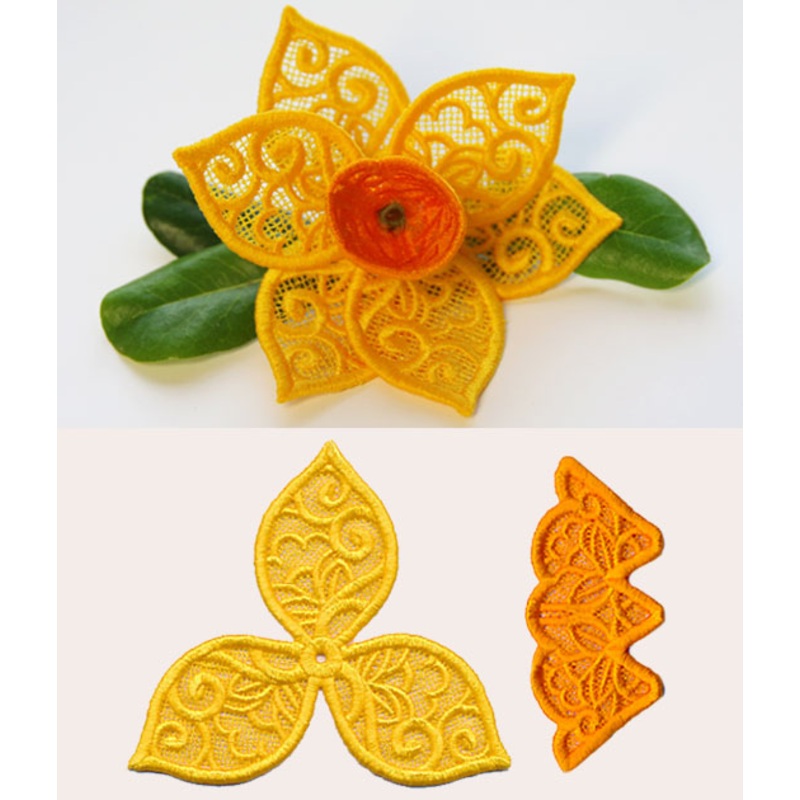 Daffodil in 3D (Lace)|4.36″ x 4.79″ / 110.74mm x 121.67mm|3.47″ x 3.81″ / 88.14mm x 96.77mm|All Sizes