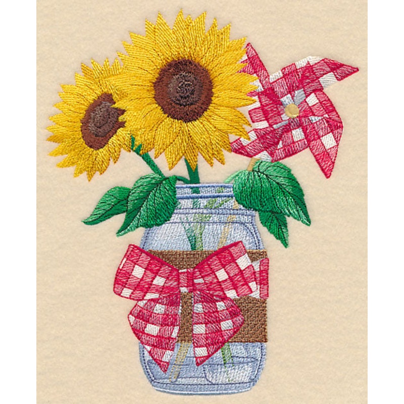Sunflowers and Pinwheel Mason Jar