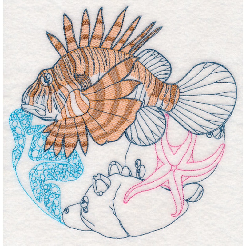 Undersea Lionfish Etching|7.78″ x 7.63″ / 197.58mm x 193.76mm|7.01″ x 6.88″ / 178.18mm x 174.73mm|5.96″ x 5.85″ / 151.47mm x 148.52mm|4.85″ x 4.75″ / 123.17mm x 120.75mm|3.85″ x 3.77″ / 97.78mm x 95.8mm|All Sizes