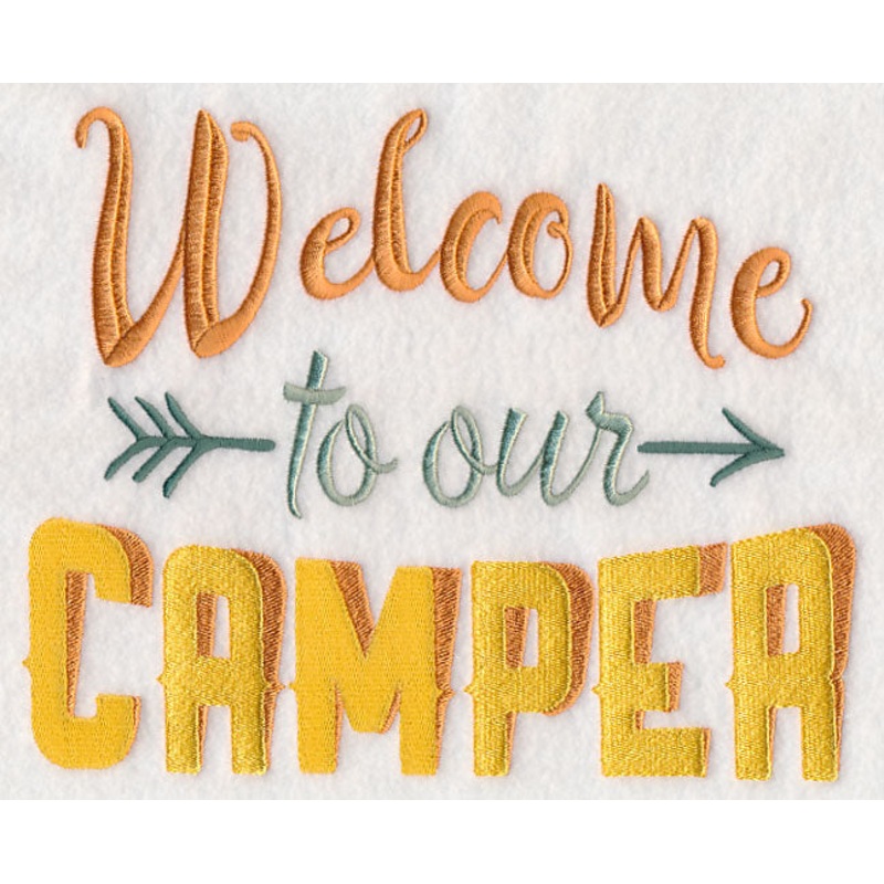 Welcome to Our Camper|6.88″ x 8.59″ / 174.69mm x 218.09mm|6.25″ x 7.81″ / 158.82mm x 198.28mm|5.69″ x 7.11″ / 144.59mm x 180.49mm|4.81″ x 6″ / 122.07mm x 152.38mm|3.09″ x 3.86″ / 78.53mm x 97.94mm|All Sizes