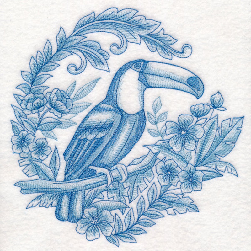 Delft Blue Safari – Toucan|7.8″ x 7.65″ / 198.05mm x 194.42mm|7.03″ x 6.9″ / 178.55mm x 175.26mm|5.96″ x 5.85″ / 151.39mm x 148.59mm|4.94″ x 4.85″ / 125.48mm x 123.19mm|All Sizes