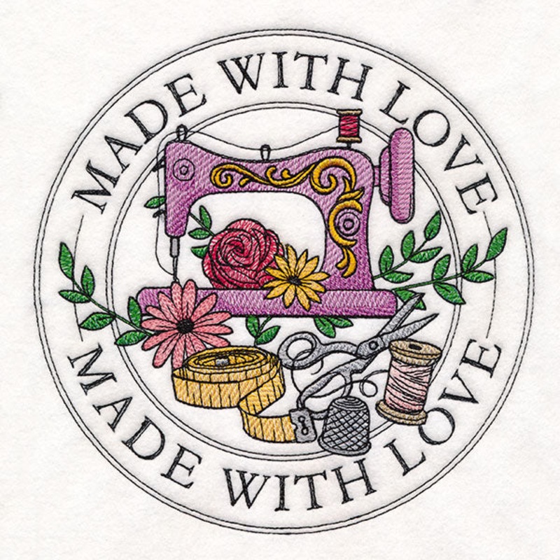 Made with Love Sewing Stamp|7.8″ x 7.8″ / 198.09mm x 198.07mm|6.85″ x 6.85″ / 173.95mm x 173.95mm|5.85″ x 5.85″ / 148.56mm x 148.53mm|4.85″ x 4.85″ / 123.16mm x 123.13mm|All Sizes