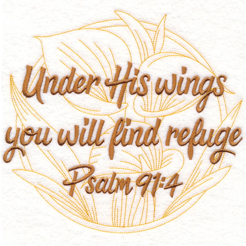 Spirited Sayings – Under His Wings With Calla Lilies