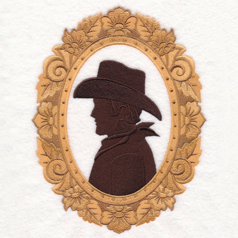 Cowboy Cameo|8.92″ x 6.9″ / 226.46mm x 175.23mm|7.58″ x 5.87″ / 192.62mm x 149.06mm|6.31″ x 4.88″ / 160.25mm x 124.03mm|3.87″ x 3″ / 98.29mm x 76.11mm|All Sizes