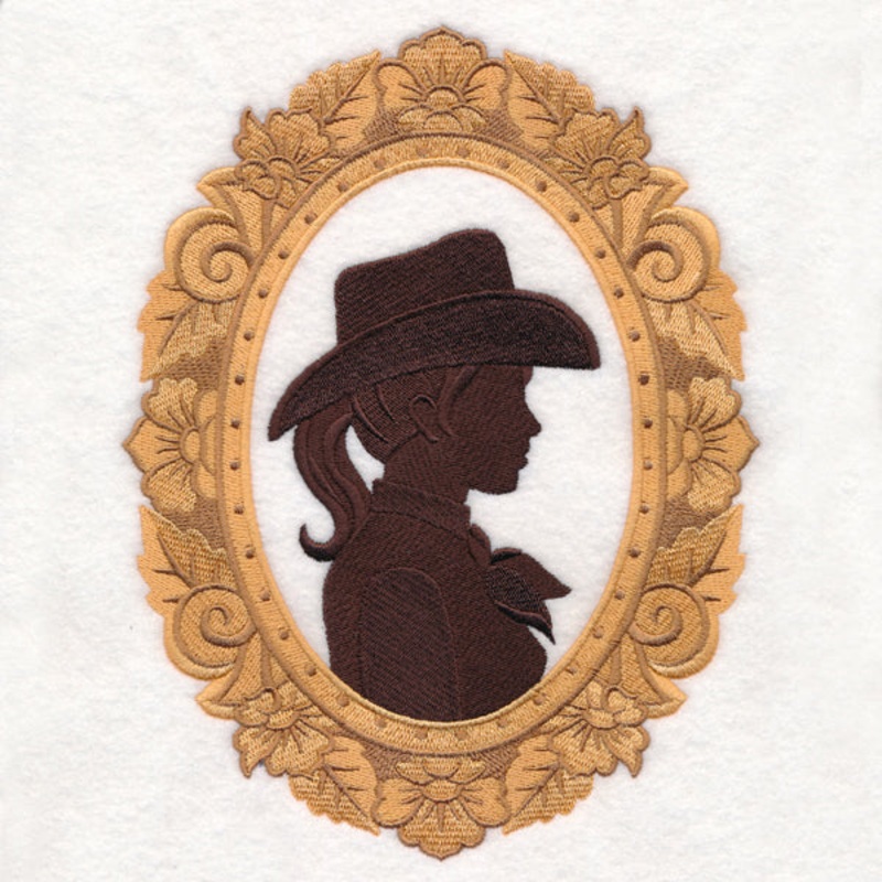 Cowgirl Cameo|8.92″ x 6.9″ / 226.46mm x 175.23mm|7.58″ x 5.87″ / 192.62mm x 149.06mm|6.31″ x 4.88″ / 160.25mm x 124.03mm|3.87″ x 3″ / 98.29mm x 76.11mm|All Sizes