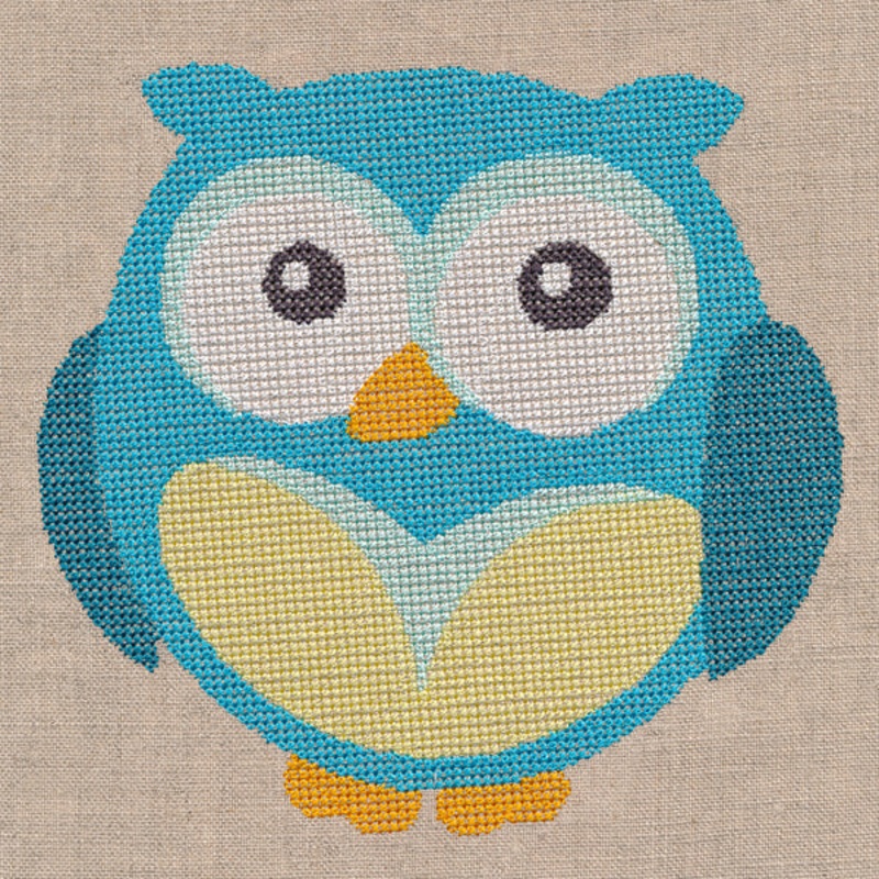 Wide-Eyed Baby Boy Owl (Cross Stitch)