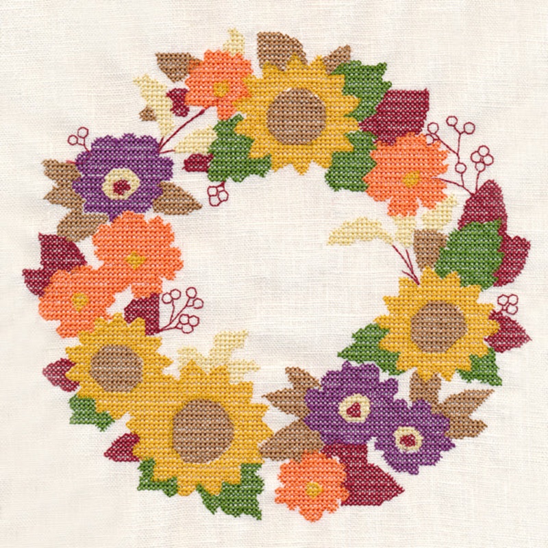 Autumn Wreath (Cross Stitch)|7.51″ x 7.8″ / 190.74mm x 198.01mm|6.62″ x 6.87″ / 168.04mm x 174.4mm|5.61″ x 5.83″ / 142.61mm x 148.06mm|4.72″ x 4.86″ / 119.9mm x 123.53mm|All Sizes