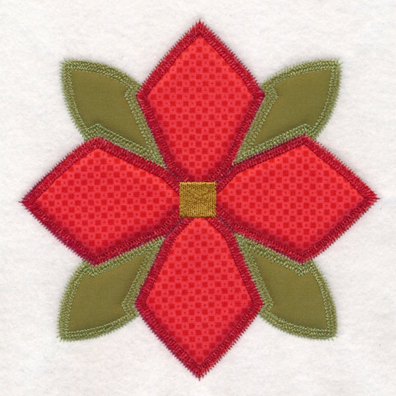 Christmas Quilt Block – Poinsettia (In-the-Hoop)