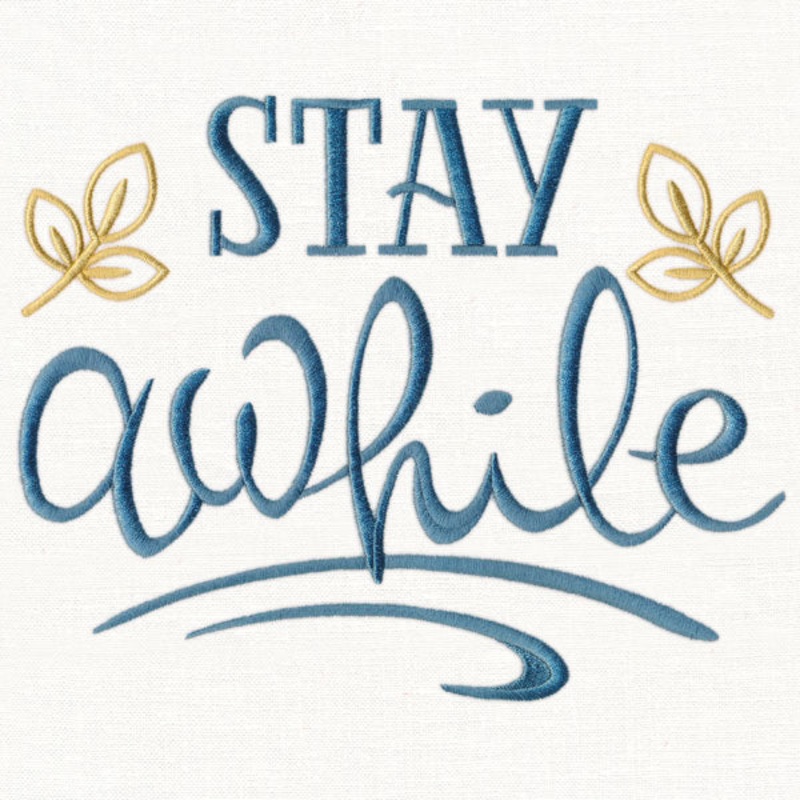 Stay Awhile|6.85″ x 8.62″ / 173.99mm x 218.95mm|5.85″ x 7.36″ / 148.59mm x 186.94mm|4.85″ x 6.1″ / 123.19mm x 154.94mm|3.07″ x 3.85″ / 77.98mm x 97.79mm|All Sizes