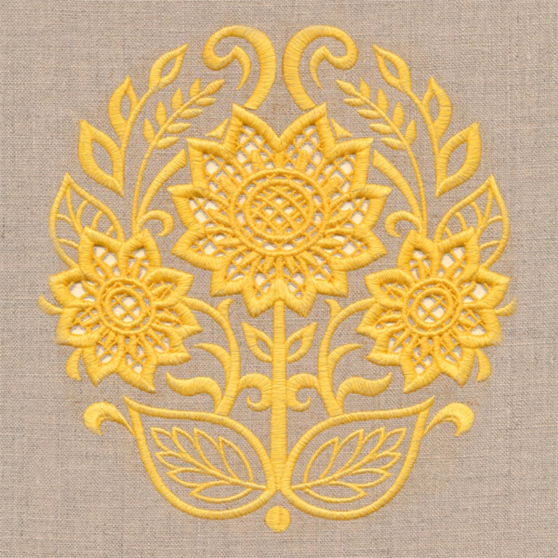 Sunflowers Feature (Cutwork)|7.13″ x 6.89″ / 181.12mm x 175.06mm|6.06″ x 5.86″ / 154.04mm x 148.88mm|5.03″ x 4.86″ / 127.74mm x 123.46mm|All Sizes