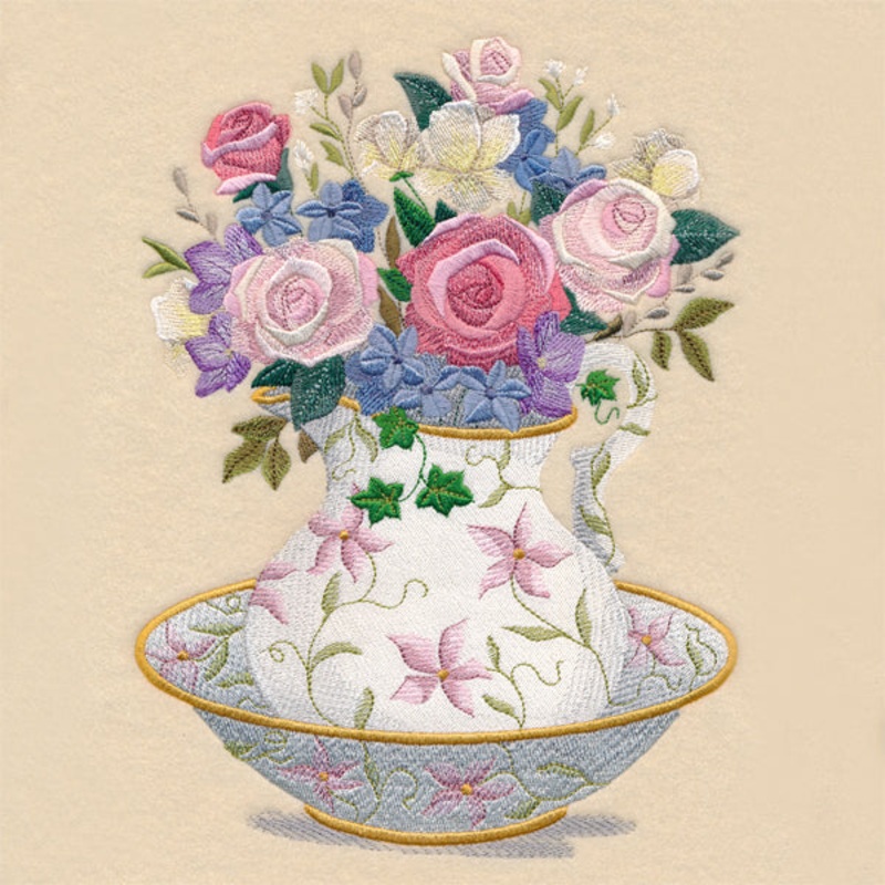 Floral Wash Basin and Pitcher|9.32″ x 6.91″ / 236.78mm x 175.43mm|7.77″ x 5.76″ / 197.47mm x 146.4mm|6.57″ x 4.87″ / 166.76mm x 123.68mm|All Sizes