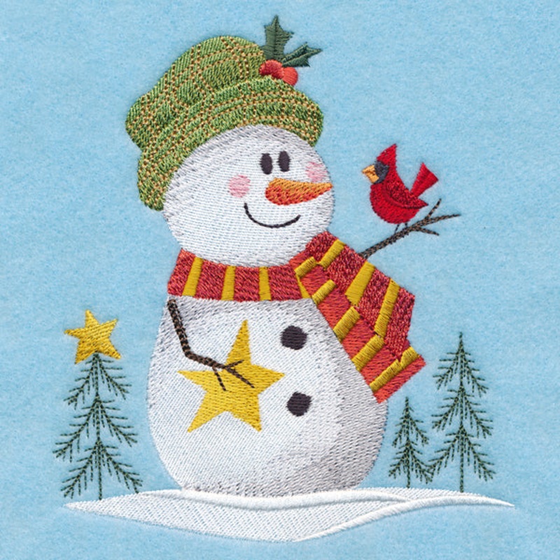 Country Snowman with Cardinal|5.83″ x 5.16″ / 147.97mm x 130.94mm|4.84″ x 4.28″ / 122.87mm x 108.68mm|3.89″ x 3.44″ / 98.75mm x 87.33mm|All Sizes