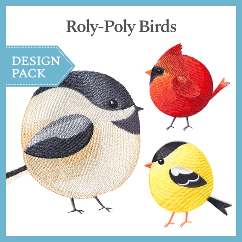 A Roly-Poly Birds Design Pack|4.86″ x 4.74″ / 123.4mm x 120.4mm|3.85″ x 3.86″ / 97.8mm x 98mm|All Sizes