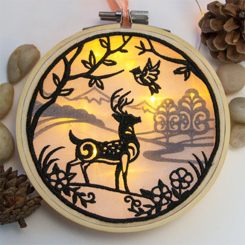 Deer Shadowbox (Organza)|4.9″ x 4.89″ / 124.46mm x 124.21mm|3.87″ x 3.86″ / 98.3mm x 98.04mm|All Sizes