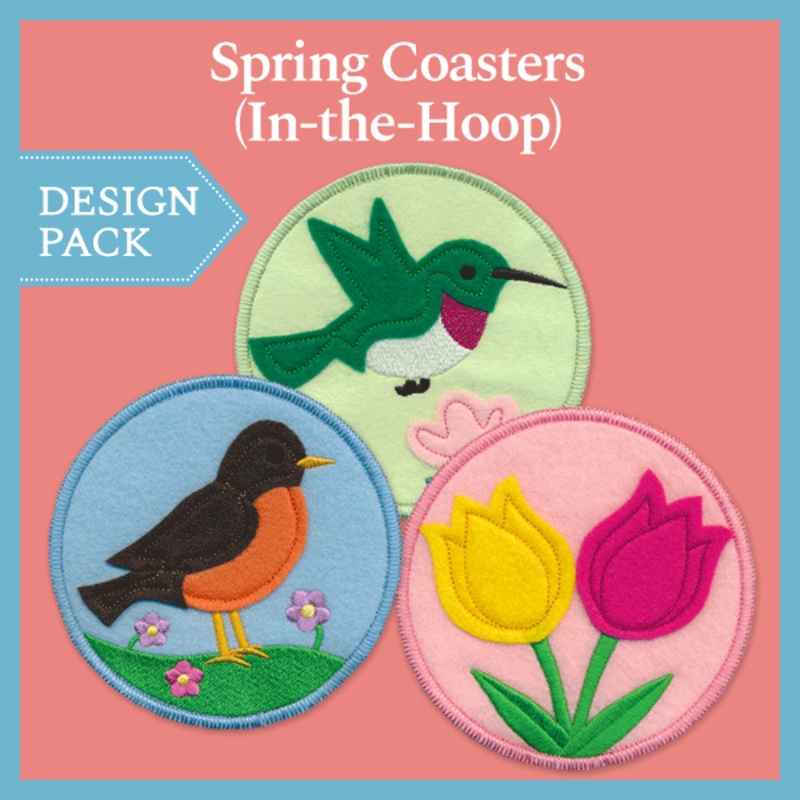 A Spring Coasters (In-the-Hoop) Design Pack