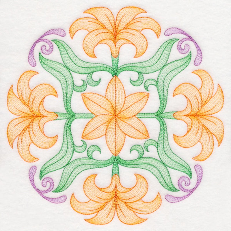Fancy Floral Medallion – Lily|7.8″ x 7.8″ / 198.01mm x 198.24mm|6.85″ x 6.85″ / 173.87mm x 174.06mm|5.85″ x 5.85″ / 148.47mm x 148.62mm|4.85″ x 4.85″ / 123.13mm x 123.24mm|3.84″ x 3.85″ / 97.65mm x 97.74mm|All Sizes